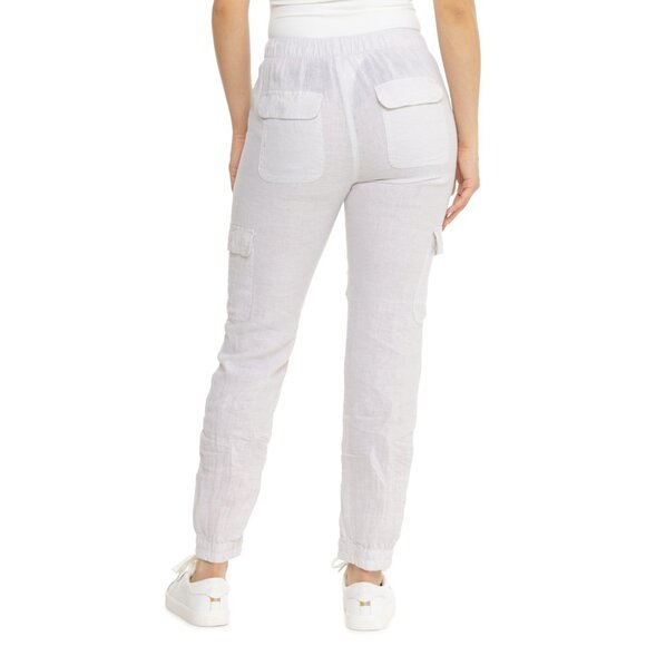 NEW Nicole Miller New York Cargo Pocket Joggers - Linen in  Brunerra Blue 7252s7 - Picture 2 of 2